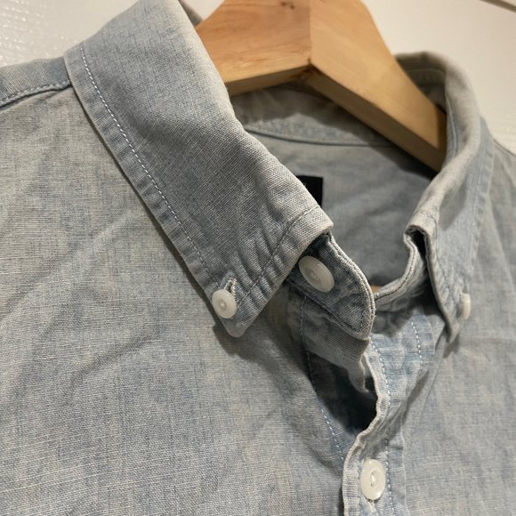 J Crew Faded Jean Button Up Short Sleeve - Medium - $30 - Picture 7 of 9